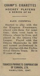 1924-25 Champ's Cigarettes (C144) #NNO Alex Connell Back