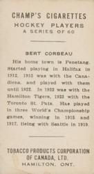 1924-25 Champ's Cigarettes (C144) #NNO Bert Corbeau Back