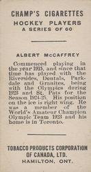 1924-25 Champ's Cigarettes (C144) #NNO Albert McCaffrey Back