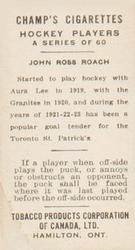 1924-25 Champ's Cigarettes (C144) #NNO John R. Roach Back