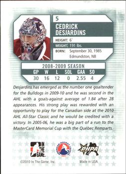 2009-10 In The Game Between The Pipes #5 Cedrick Desjardins Back