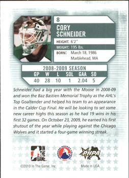 2009-10 In The Game Between The Pipes #8 Cory Schneider Back