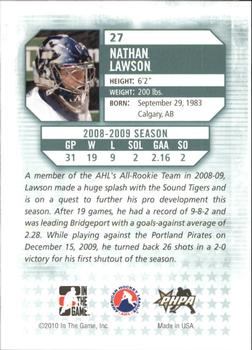 2009-10 In The Game Between The Pipes #27 Nathan Lawson Back