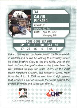 2009-10 In The Game Between The Pipes #34 Calvin Pickard Back