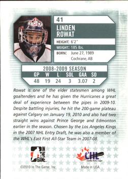 2009-10 In The Game Between The Pipes #41 Linden Rowat Back