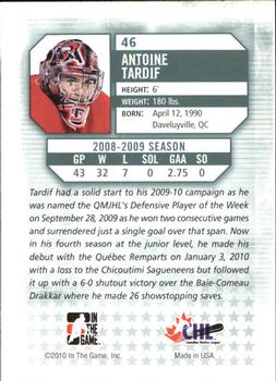 2009-10 In The Game Between The Pipes #46 Antoine Tardif Back
