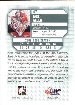 2009-10 In The Game Between The Pipes #47 Jake Allen Back