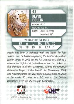 2009-10 In The Game Between The Pipes #48 Kevin Poulin Back