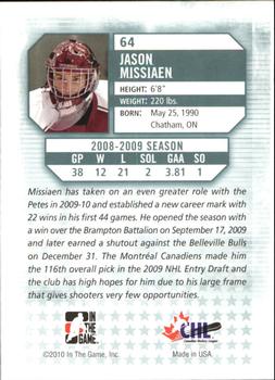 2009-10 In The Game Between The Pipes #64 Jason Missiaen Back