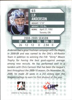 2009-10 In The Game Between The Pipes #65 JP Anderson Back