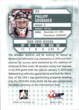 2009-10 In The Game Between The Pipes #71 Philipp Grubauer Back