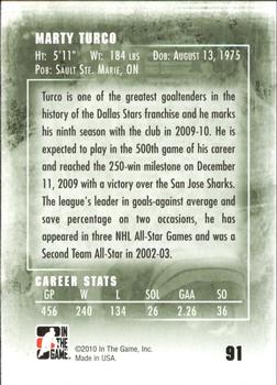 2009-10 In The Game Between The Pipes #91 Marty Turco Back