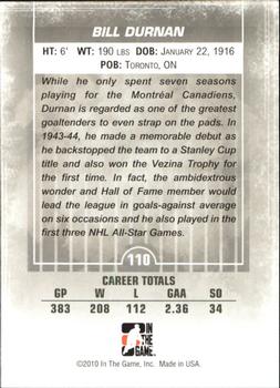 2009-10 In The Game Between The Pipes #110 Bill Durnan Back