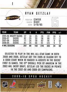 2009-10 SP Game Used #1 Ryan Getzlaf Back
