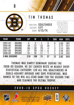 2009-10 SP Game Used #8 Tim Thomas Back