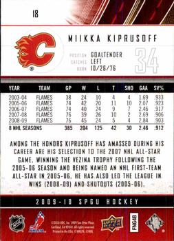 2009-10 SP Game Used #18 Miikka Kiprusoff Back