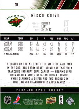 2009-10 SP Game Used #49 Mikko Koivu Back