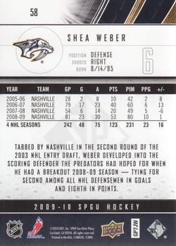 2009-10 SP Game Used #58 Shea Weber Back