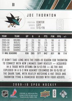 2009-10 SP Game Used #81 Joe Thornton Back