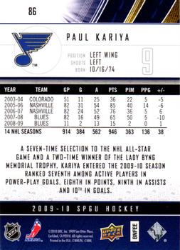 2009-10 SP Game Used #86 Paul Kariya Back