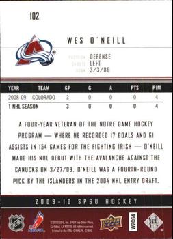 2009-10 SP Game Used #102 Wes O'Neill Back