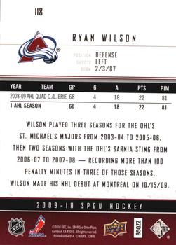 2009-10 SP Game Used #118 Ryan Wilson Back