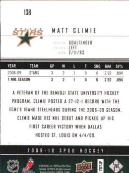 2009-10 SP Game Used #138 Matt Climie Back