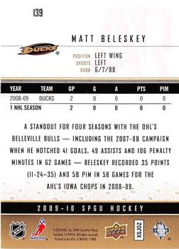 2009-10 SP Game Used #139 Matt Beleskey Back