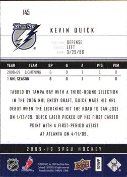 2009-10 SP Game Used #145 Kevin Quick Back