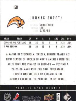 2009-10 SP Game Used #150 Jhonas Enroth Back