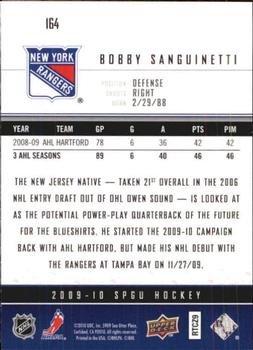 2009-10 SP Game Used #164 Bobby Sanguinetti Back