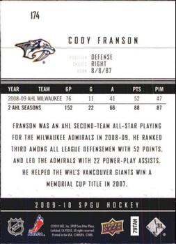 2009-10 SP Game Used #174 Cody Franson Back