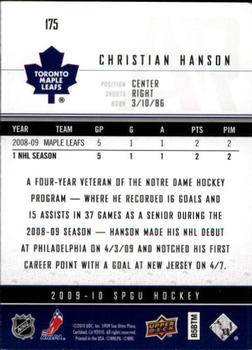 2009-10 SP Game Used #175 Christian Hanson Back