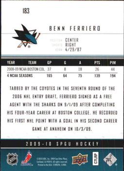 2009-10 SP Game Used #183 Benn Ferriero Back
