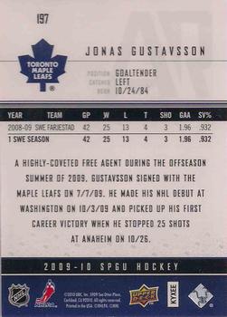 2009-10 SP Game Used #197 Jonas Gustavsson Back