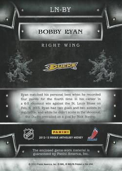 2012-13 Panini Rookie Anthology - Crown Royale Lords Of The NHL #LN-BY Bobby Ryan Back