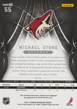 2012-13 Panini Rookie Anthology - Crown Royale Rookie Silhouette Prime #55 Michael Stone Back
