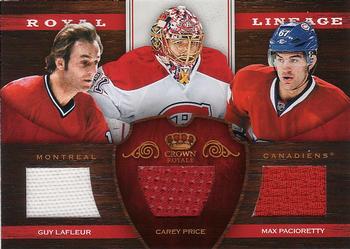 2012-13 Panini Rookie Anthology - Crown Royale Royal Lineage #RL-MTL Carey Price / Guy Lafleur / Max Pacioretty Front
