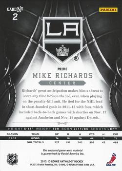 2012-13 Panini Rookie Anthology - Crown Royale Silhouette Prime #2 Mike Richards Back