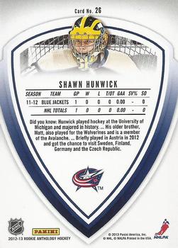 2012-13 Panini Rookie Anthology - Elite Rookies #26 Shawn Hunwick Back