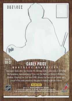 2012-13 Panini Rookie Anthology - Elite The Great Outdoors #GO–27 Carey Price Back