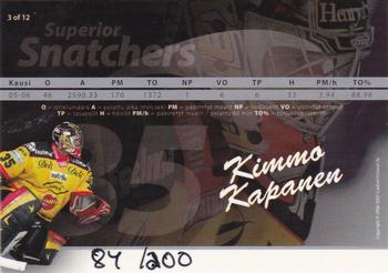 2006-07 Cardset Finland - Superior Snatchers Silver #3 Kimmo Kapanen Back