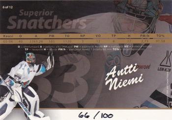 2006-07 Cardset Finland - Superior Snatchers Gold #6 Antti Niemi Back