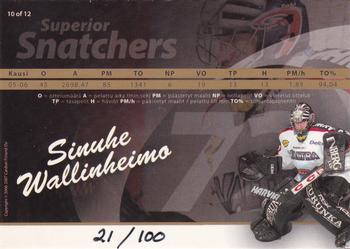 2006-07 Cardset Finland - Superior Snatchers Gold #10 Sinuhe Wallinheimo Back
