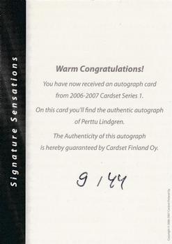 2006-07 Cardset Finland - Signature Sensations #NNO Perttu Lindgren Back