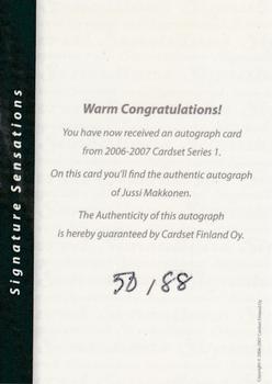 2006-07 Cardset Finland - Signature Sensations #NNO Jussi Makkonen Back