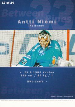2006-07 Cardset Finland - Between the Pipes #17 Antti Niemi Back
