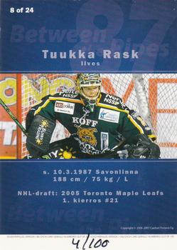 2006-07 Cardset Finland - Between the Pipes Silver #8 Tuukka Rask Back