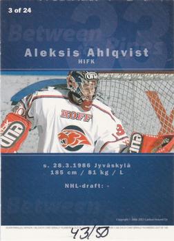 2006-07 Cardset Finland - Between the Pipes Gold #3 Aleksis Ahlqvist Back