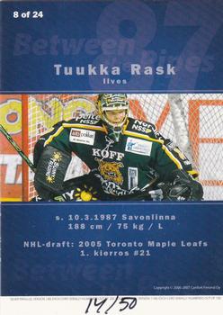 2006-07 Cardset Finland - Between the Pipes Gold #8 Tuukka Rask Back